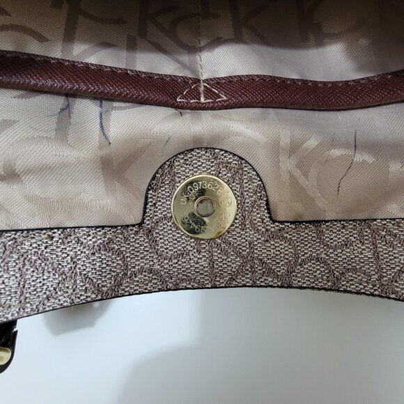 Calvin Klein Logo Jacquard Tote Bag • Brown • Gold Hardware - Picture 13 of 16